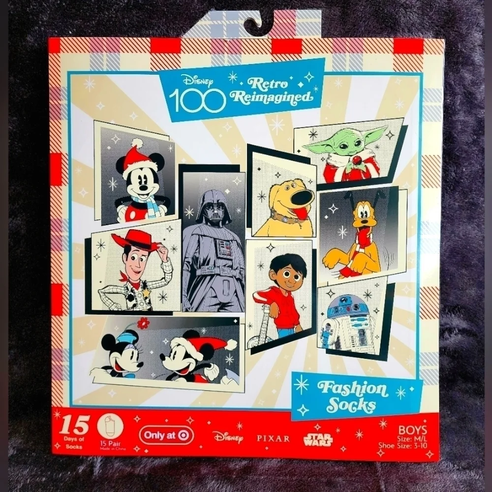 NWT Disney 100 Mickey Mouse 15 Days of Socks Advent Calendar boys S/M, M/L, girl